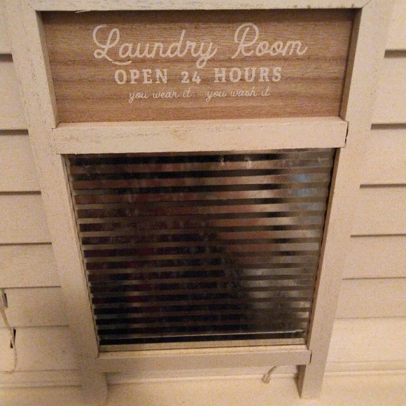 Laundry "washboard" signs - wash dry fold repeat - Laundry Open 24 hrs - set NEW - Picture 12 of 13